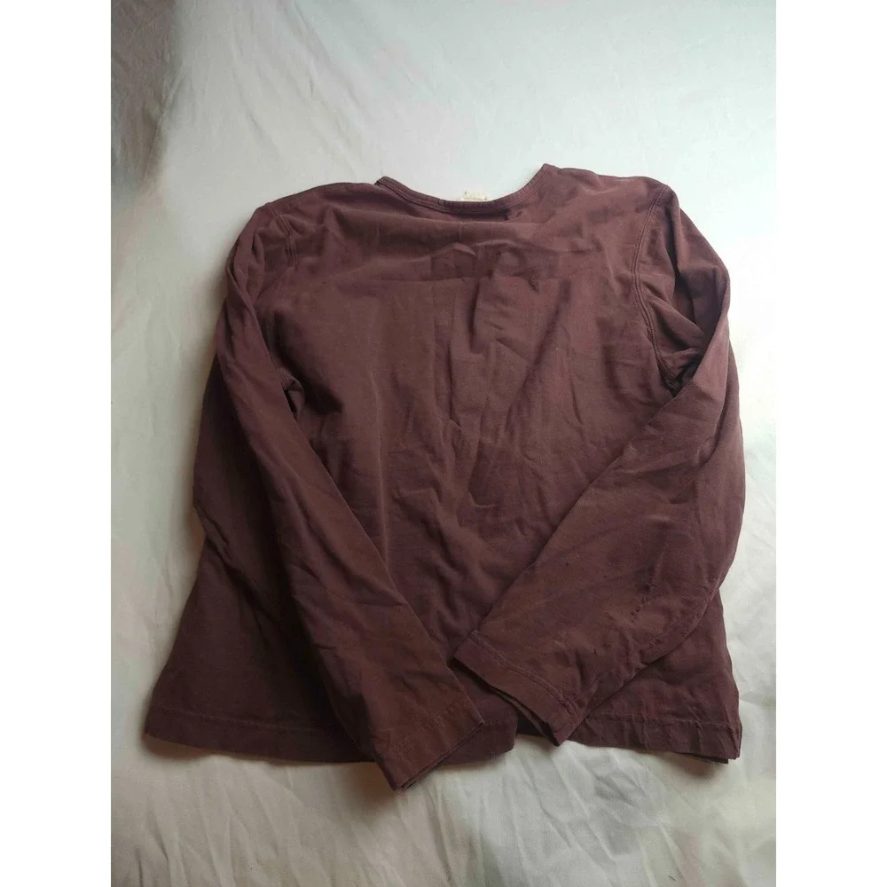 Woolrich Tee Shirt Womens Medium Brown Knit Embroidered Reindeer Long Sleeve Top
